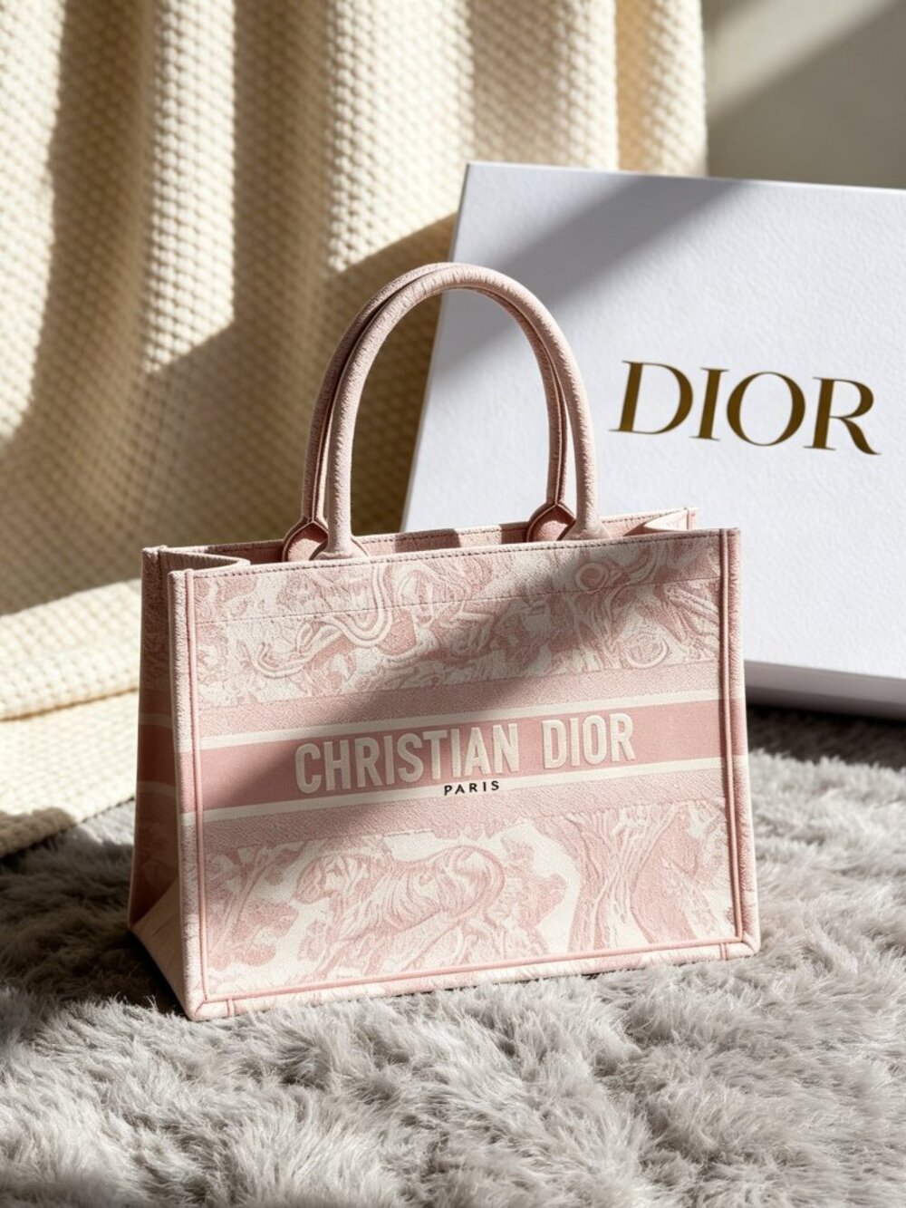 Large Dior Book Tote Bag Pink